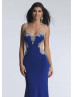 Beaded Chiffon Sheer Back Long Sexy Prom Dress